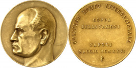 Mussolini, Président du Conseil (1922-1943). Médaille d’Or, concours hippique international de Naples en mai 1926, Coupe des Nations, par Tailetti 192...