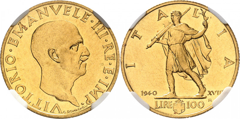Victor-Emmanuel III (1900-1946). 100 lire or au licteur, 2e type 1940 - An XVIII...