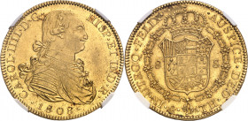 Charles IV (1788-1808). 8 escudos 1808, Mo, Mexico.
Av. CAROL. IIII. D. G. HISPAN. ET. IND. R (date). Buste cuirassé à droite, au-dessous (date). Rv....