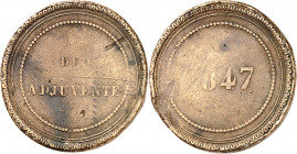 Florestan (1841-1856). Essai au module de 10 centimes 1847, Monaco ?
Av. DEO ADJUVENTE dans un grènetis. Rv. (date) dans une grènetis.
G.MC.- - Ch.-...