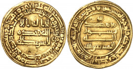 Abbassides, Abû al-Abbâs al-Musta’in bi-llah (862-865). Dinar AH 248 (862-863), La Mecque (Makka).
Av. Double légende circulaire. Légende en trois li...