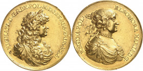 Michal Korybut Wisniowiecki (1669-1673). Médaille d’Or au module de 8 ducats, pour le mariage du Roi Michal Korybut Wisniowiecki et d’Éléonore d’Autri...
