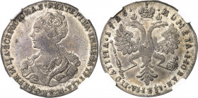 Catherine Ire (1725-1727). 1/2 rouble (poltina) Novodel 1726.
Av. Légende en cyrillique. Buste à gauche. Rv. Légende en cyrillique (date). Aigle bicé...