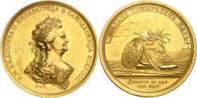 Catherine II (1762-1796). Médaille d’Or, Paix avec la Turquie, par C. Leberecht et G. C. Waechter 1791, Saint-Pétersbourg.
Av. Légende en cyrillique....