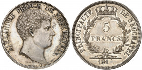 Neuchâtel (Principauté de), Alexandre Berthier (1806-1814). Épreuve de 5 francs à la date incomplète, frappe originale 181- (1813), Paris.
Av. ALEXAN...