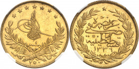 Mehmed VI (1918-1922). 250 kurush (250 piastres) AH 1336/4 (1921), Constantinople.
Av. Toughra dans une couronne, au-dessous (valeur). Rv. Dans une c...