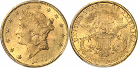 République fédérale des États-Unis d’Amérique (1776-à nos jours). 20 dollars Liberty 1877, Philadelphie.
Av. ************* Tête de la Liberté à gauch...