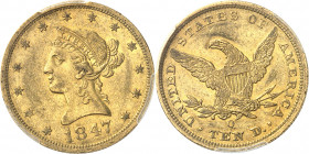 République fédérale des États-Unis d’Amérique (1776-à nos jours). 10 dollars Liberty 1847, O, La Nouvelle-Orléans.
Av. ************* Tête de la Liber...