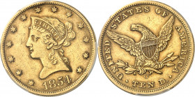République fédérale des États-Unis d’Amérique (1776-à nos jours). 10 dollars Liberty 1854, O, La Nouvelle-Orléans.
Av. ************* Tête de la Liber...