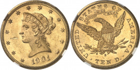 République fédérale des États-Unis d’Amérique (1776-à nos jours). 10 dollars Liberty 1901, S, San Francisco.
Av. ************* Tête de la Liberté à g...