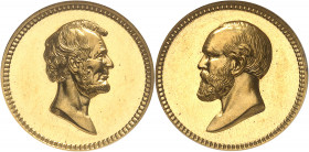 République fédérale des États-Unis d’Amérique (1776-à nos jours). Médaille d’or, Flan bruni (PROOF), A. Lincoln et J. A. Garfield, par W. Barber ND (1...