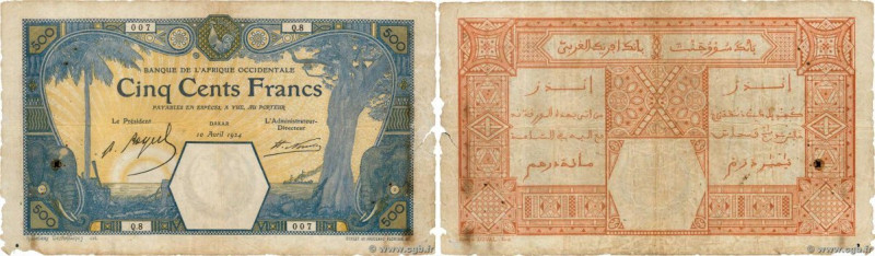 Country : FRENCH WEST AFRICA (1895-1958) 
Face Value : 500 Francs DAKAR  
Date :...