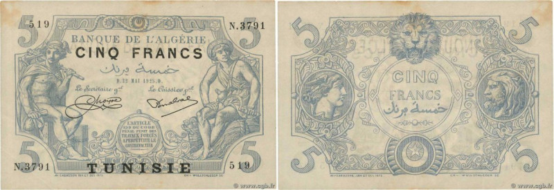Country : TUNISIA 
Face Value : 5 Francs  
Date : 22 mai 1925 
Period/Province/B...