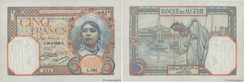 Country : ALGERIA 
Face Value : 5 Francs  
Date : 10 mai 1929 
Period/Province/B...