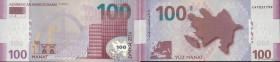 Country : AZERBAIJAN 
Face Value : 100 Manat  
Date : 2013 
Period/Province/Bank : République d'Azerbaidjan, Banque Milli 
Catalogue reference : P.36a...