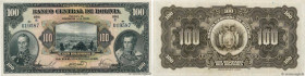 Country : BOLIVIA 
Face Value : 100 Bolivianos  
Date : 20 juillet 1928 
Period/Province/Bank : Banco Central de Bolivia 
Catalogue reference : P.125a...