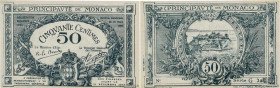 Country : MONACO 
Face Value : 50 Centimes  
Date : 1920 
Period/Province/Bank : Principauté de Monaco 
Catalogue reference : P.3r 
Alphabet - signatu...