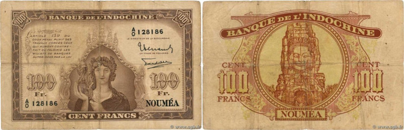 Country : NEW CALEDONIA 
Face Value : 100 Francs  
Date : (1942) 
Period/Provinc...