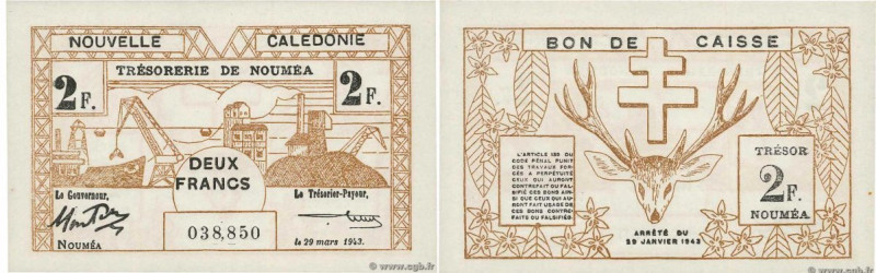 Country : NEW CALEDONIA 
Face Value : 2 Francs  
Date : 29 mars 1943 
Period/Pro...