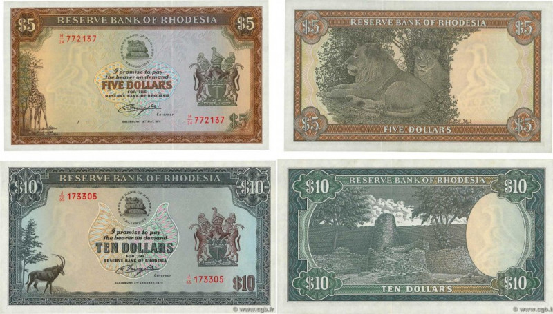 Country : RHODESIA 
Face Value : 5 et 10 Dollars Lot 
Date : 1979 
Period/Provin...