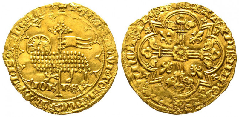 Jean II le Bon 1350-1364 
Mouton d'or, émission du 17 janvier 1355, AU 4.63 g. 
...