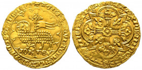 Jean II le Bon 1350-1364 
Mouton d'or, émission du 17 janvier 1355, AU 4.63 g. 
Ref : Dup. 291A, Fr. 280
Conserevation : Superbe