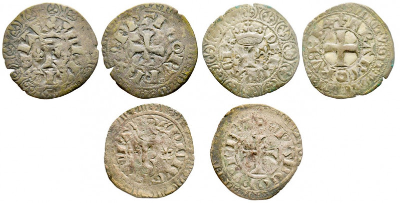 Charles V 1364-1380
Lot de trois Blancs au K, avril 1365, AG
Avers : Dans le cha...