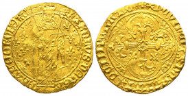 Charles VII le Victorieux 1422-1461
Royal d’or, Chinon, AU 3.76 g. 
Ref : Dup 455c, Ciani 626 var, Fr. 303 
Conservation : TTB