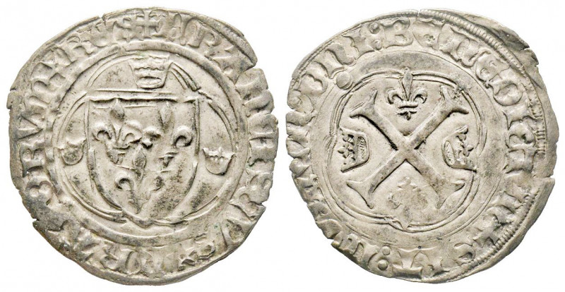 François Ier 1515-1547
Grand blanc à la couronne, Limoges, AG 2.46 g.
Ref : Dup....