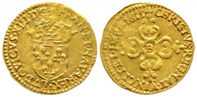 Louis XIII 1610-1643
Ecu d'or au soleil, Rouen, 1615 B, AU 3.36 g. 
Ref : G. 55, Fr. 398
Conservation : presque Superbe. Rarissime frappe médaille