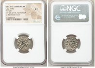 BRITAIN. Durotriges. Ca. 60-20 BC. BI stater (20mm, 3h). NGC XF. Badbury Rings type. Devolved head of Apollo right / Disjointed horse left with pellet...