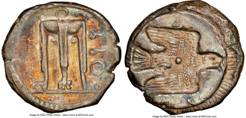 BRUTTIUM. Croton. Ca. 480-430 BC. AR stater or nomos (20mm, 7.45 gm, 1h). NGC (p...