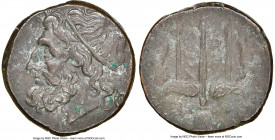 SICILY. Syracuse. Hieron II (ca. 275-215 BC). AE litra (19mm, 1h). NGC Choice VF. Head of Poseidon left, wearing taenia / ΙΕΡ-ΩΝΟΣ , trident head, dol...
