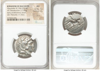 MACEDONIAN KINGDOM. Alexander III the Great (336-323 BC). AR tetradrachm (25mm, 17.04 gm, 8h). NGC AU 5/5 - 3/5, scuff. Early posthumous issue of unce...