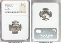 ACARNANIA. Leucas. Ca. 4th century BC. AR stater (21mm, 8.52 gm, 9h). NGC Choice VF 3/5 - 5/5. Pegasus with pointed wing flying left; Λ below / Λ-E-Y,...