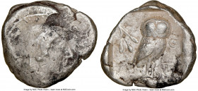 ATTICA. Athens. Ca. 510/500-480 BC. AR light-weight specimen tetradrachm (24mm, 16.92 gm, 2h). NGC VF 3/5 - 2/5, flan flaws. Head of Athena right, hai...