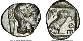 ATTICA. Athens. Ca. 440-404 BC. AR tetradrachm (26mm, 17.19 gm, 2h). NGC MS 2/5 - 5/5, flan flaw. Mid-mass coinage issue. Head of Athena right, wearin...