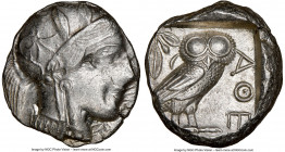 ATTICA. Athens. Ca. 440-404 BC. AR tetradrachm (24mm, 17.19 gm, 6h). NGC Choice AU 2/5 - 4/5. Mid-mass coinage issue. Head of Athena right, wearing cr...