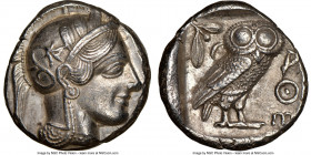 ATTICA. Athens. Ca. 440-404 BC. AR tetradrachm (24mm, 17.12 gm, 1h). NGC AU 5/5 - 3/5. Mid-mass coinage issue. Head of Athena right, wearing crested A...