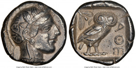 ATTICA. Athens. Ca. 440-404 BC. AR tetradrachm (24mm, 17.15 gm, 11h). NGC Choice XF 5/5 - 4/5. Mid-mass coinage issue. Head of Athena right, wearing c...