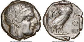 ATTICA. Athens. Ca. 440-404 BC. AR tetradrachm (23mm, 17.18 gm, 5h). NGC Choice XF 4/5 - 4/5. Mid-mass coinage issue. Head of Athena right, wearing cr...
