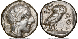 ATTICA. Athens. Ca. 440-404 BC. AR tetradrachm (22mm, 17.15 gm, 7h). NGC XF 5/5 - 4/5. Mid-mass coinage issue. Head of Athena right, wearing crested A...