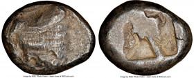 CARIA. Uncertain mint. Ca. 520-450 BC. AR stater (19mm). NGC VF, scuff. Persic standard, (Mylasa?). Forepart of lion left, mouth opened slightly, exte...