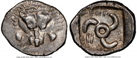 LYCIAN DYNASTS. Mithrapata (ca. 390-360 BC). AR sixth-stater (13mm, 1.41 gm, 6h). NGC MS 5/5 - 5/5. Uncertain mint. Lion scalp facing / MEΘP-AΠ-ATA, t...