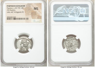 PARTHIAN KINGDOM. Pacorus I (ca. AD 78-120). AR drachm (19mm, 11h). NGC MS. Ecbatana. Bust of Pacorus left with long pointed beard, wearing double ban...