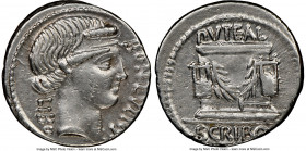 L. Scribonius Libo (62 BC). AR denarius (18mm, 5h). NGC Choice XF 4/5 - 2/5, brushed, marks. Rome. Diademed head of Bonus Eventus right, LIBO (downwar...