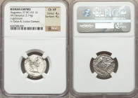 Augustus (27 BC-AD 14). AR denarius (20mm, 3.74 gm, 1h). NGC Choice VF 4/5 - 4/5 Lugdunum, 2 BC-AD 4. CAESAR AVGVSTVS-DIVI F PATER PATRIAE, laureate h...