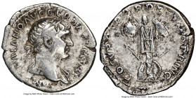 Trajan (AD 98-117). AR denarius (19mm, 7h). NGC Choice VF. Rome, AD 103-111. IMP TRAIANO AVG GER DAC P M TR P, laureate bust of Trajan right, with sli...