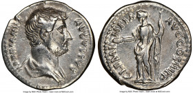 Hadrian (AD 117-138). AR denarius (18mm, 7h). NGC Choice VF, brushed. Rome, ca. AD 129-130. HADRIANVS AVGVSTVS, bare head, draped bust of Hadrian righ...