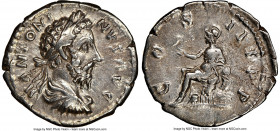 Marcus Aurelius (AD 161-180). AR denarius (19mm, 11h). NGC Choice VF. Rome, AD 176-180. M AVREL ANTONINVS AVG, laureate, draped, cuirassed bust of Mar...